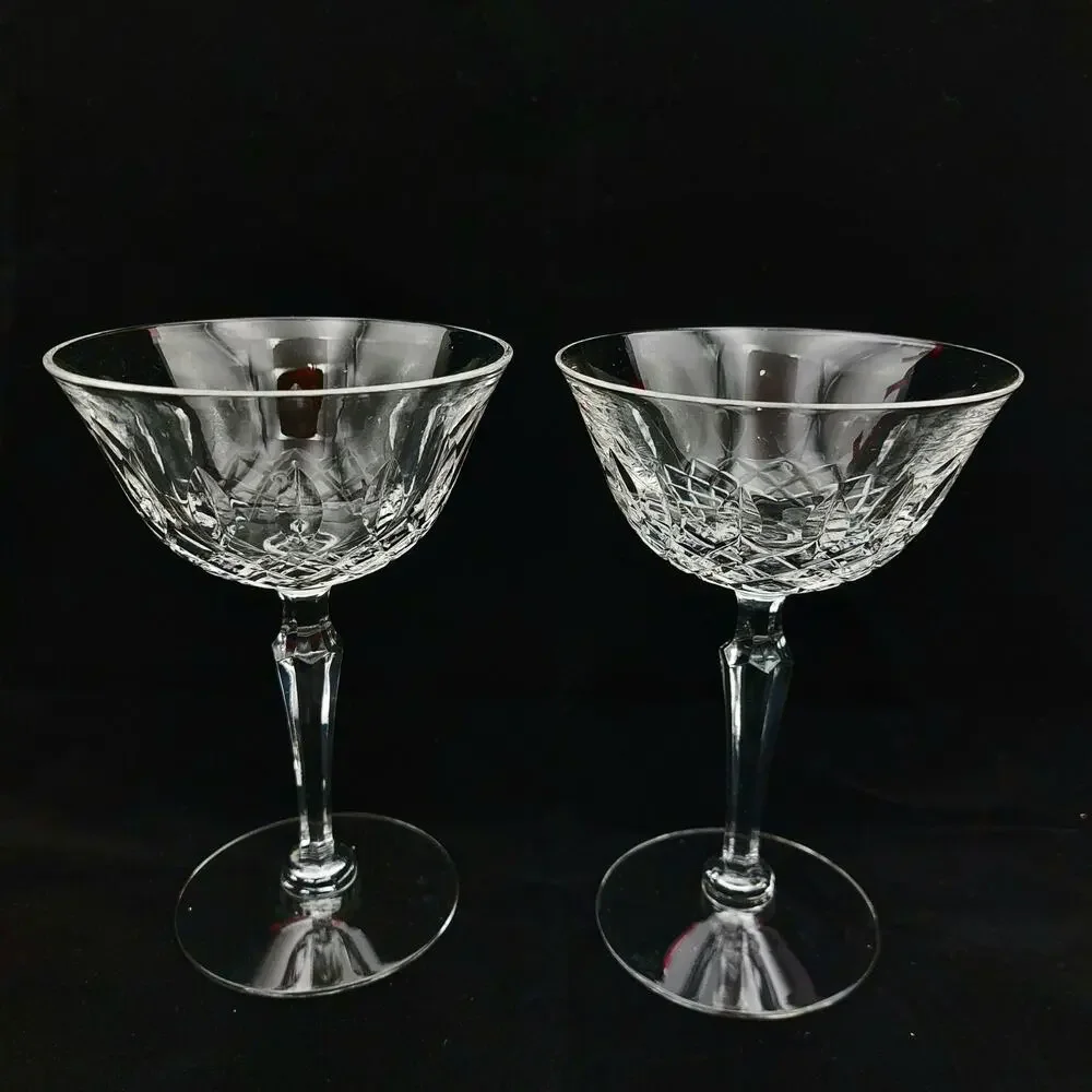2 Vtg Tiffin Franciscan ELYSE Crystal Champagne Coupe Goblets Tall Sherbet MCM